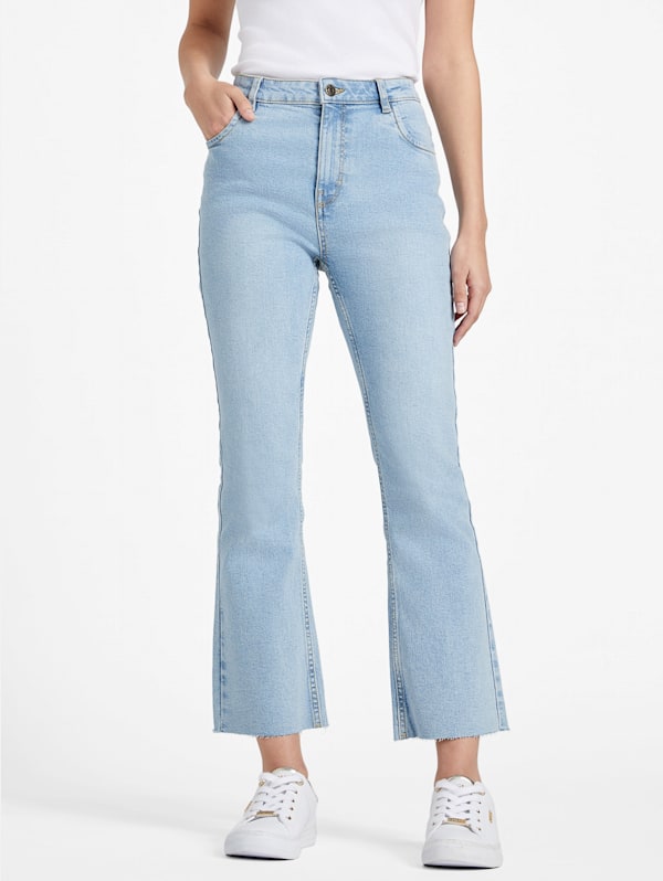 GUESS Women's Ayla Cropped Kick Flare Jeans