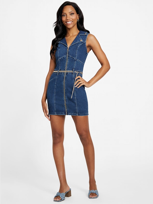 Eco Rebecca Denim Moto Dress GUESS Factory