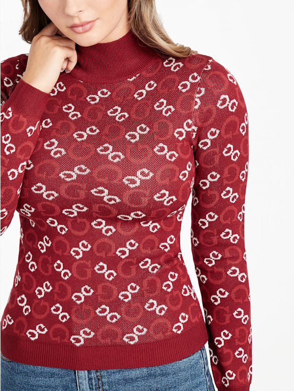 「かわいい～！」 Mock-Neck Tianna Logo Factory GUESS | Sweater ロッド