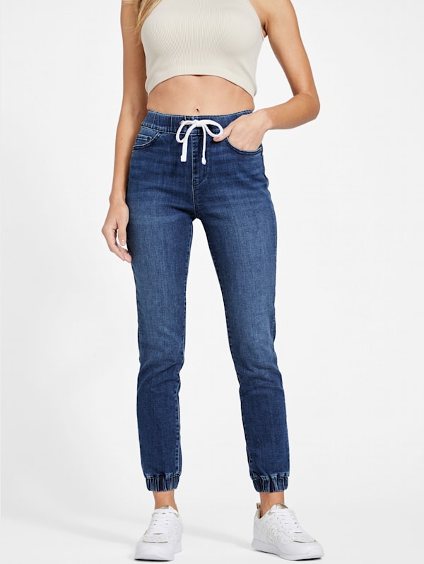 Blue skinny joggers on sale