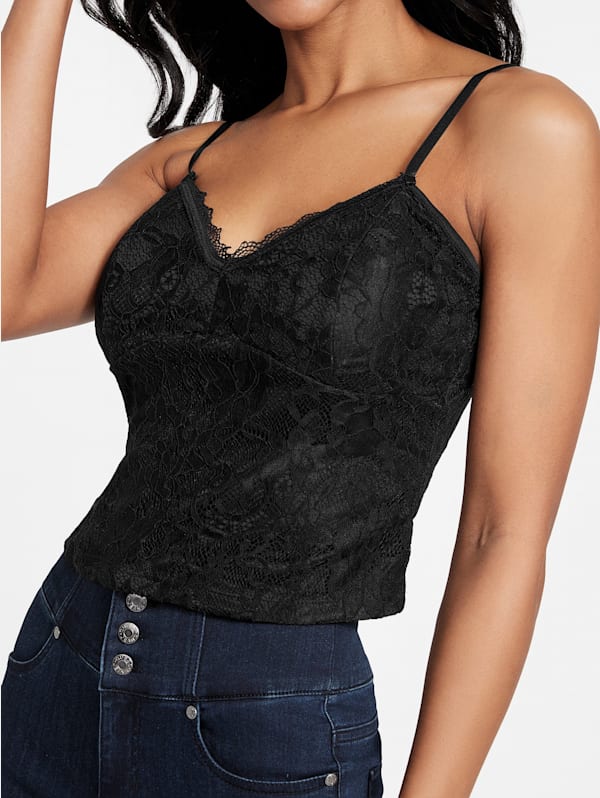 144 Pieces Ladies Lace Black Color Only Tank Top - Womens