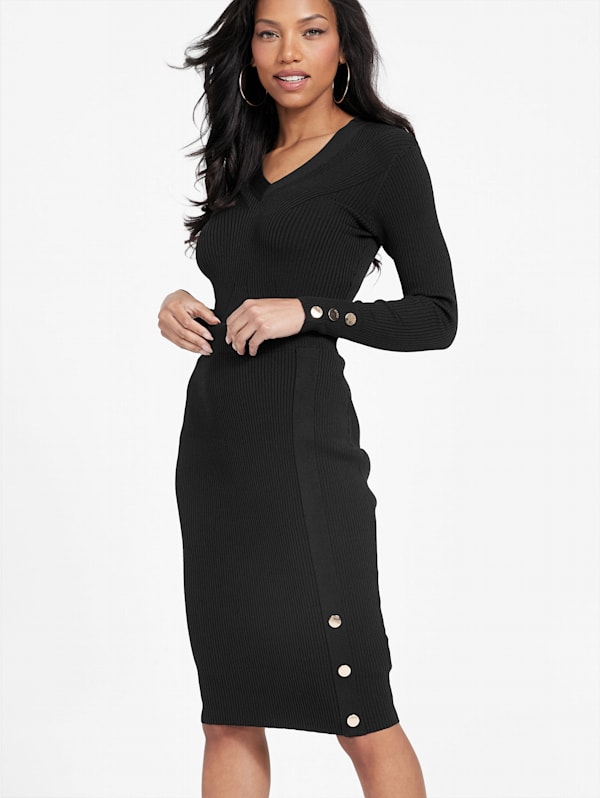 Mina Ribbed V-Neck Sweater | GUESS Factory