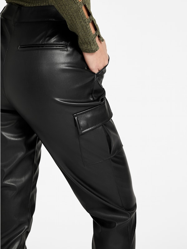 Stay stylish and comfortable in GUESS Men's Faux-Leather Jogger Pants