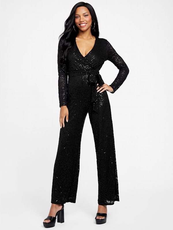 Monique Lace Sequin Jumpsuit GUESS Factory