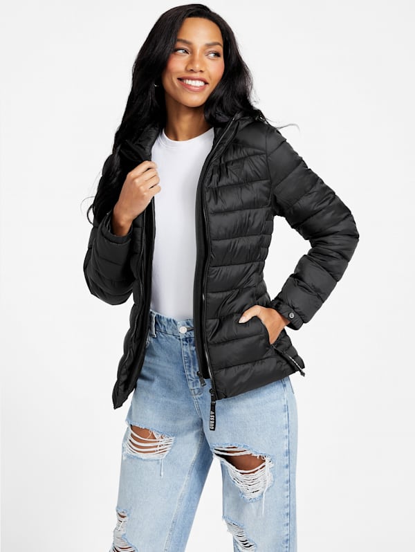 Womens guess puffer jacket sales