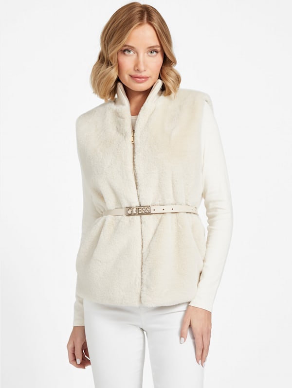 White vest fur best sale
