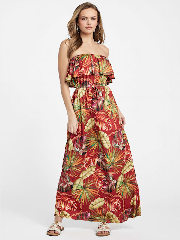 Factory Hillarie Printed Maxi Dress Red M