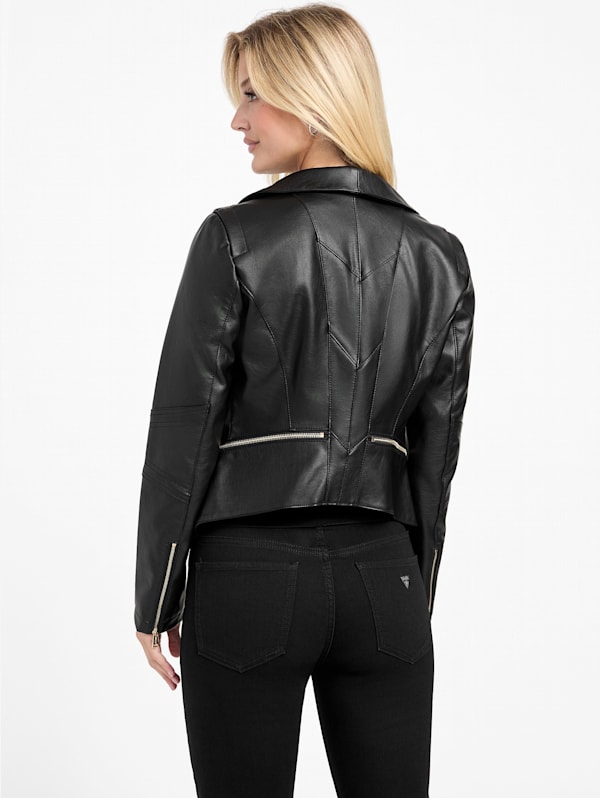 Dani Faux-Leather Moto Jacket | GUESS Factory