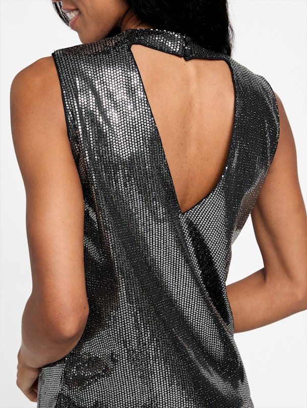 Factory Margot Sequin Top Silver XS
