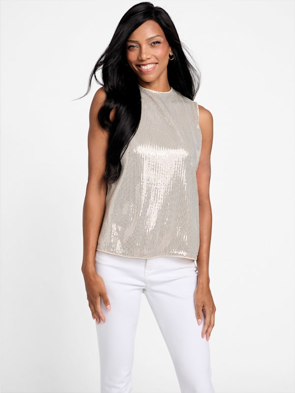 Guess sequin top deals