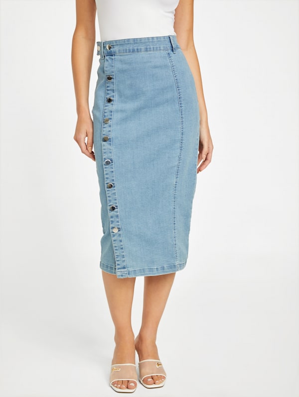 Blue denim skirt midi shop