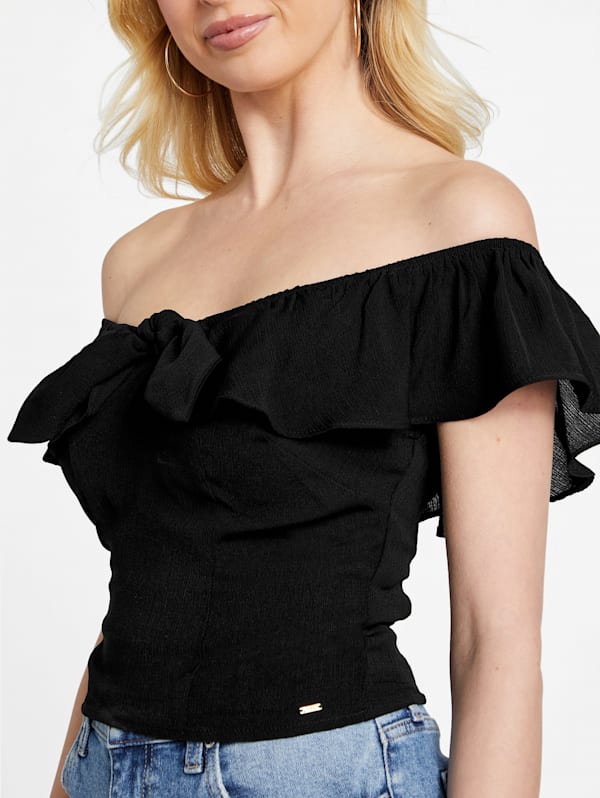 Juno Off-the-Shoulder Crop Top | GUESS Factory