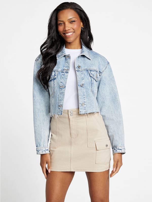 Guess denim jacket with pearls shop