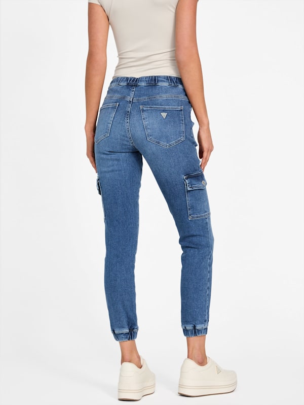 Eco Luna Mid Rise Cargo Denim Joggers GUESS Factory Ca