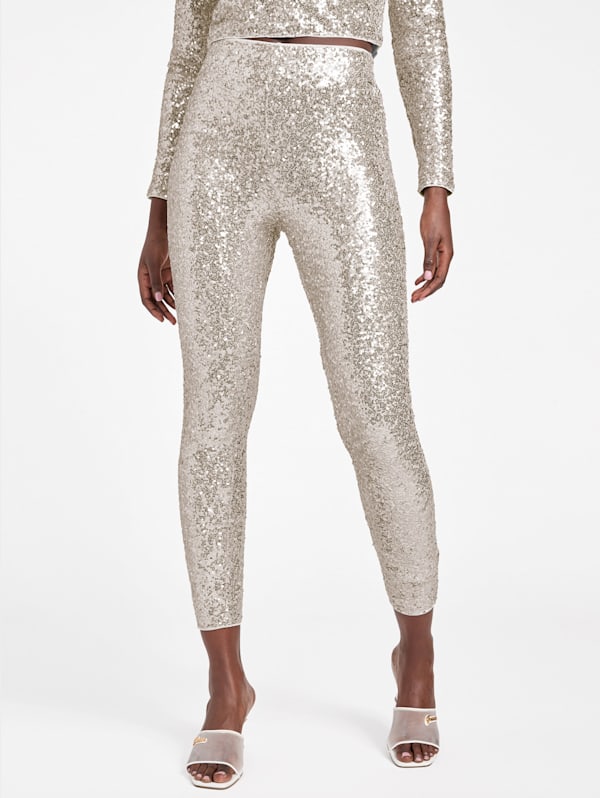 White sequin leggings sale