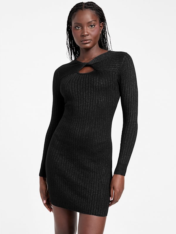 Guess black sweater dress top