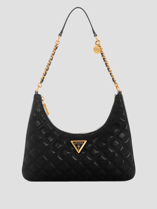 Guess Giully Quilted Top Zip Shoulder Bag - Black