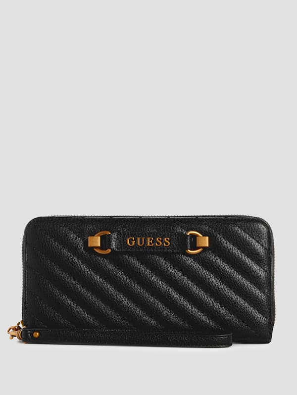 GUESS Sela Large Zip around Wallet Black One Size
