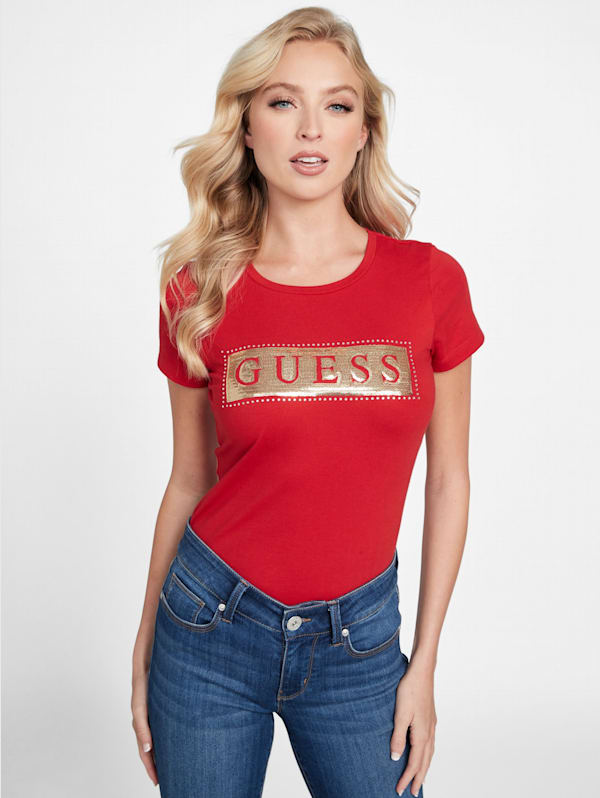 Red guess tee sales