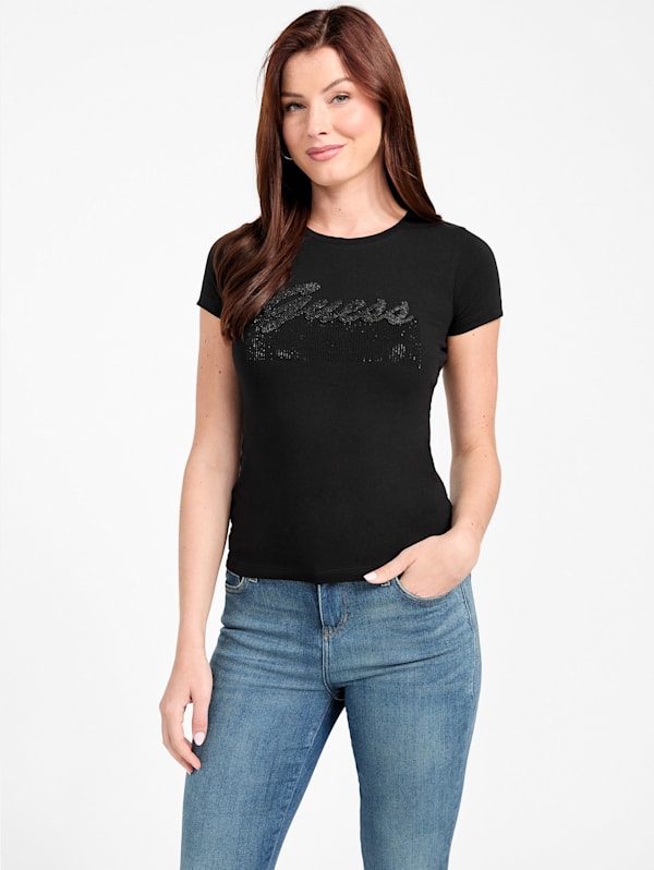 Guess black t shirt women's hotsell