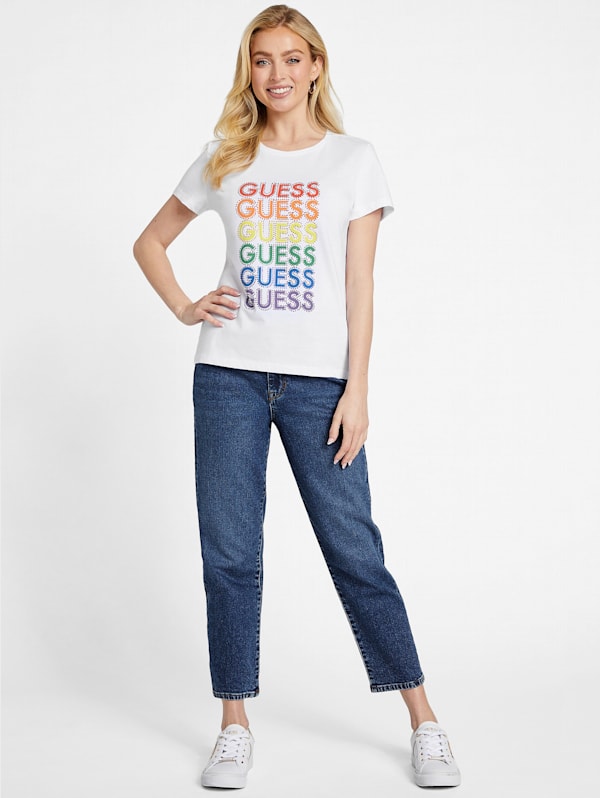 Factory Gillian Rainbow Logo Tee White M