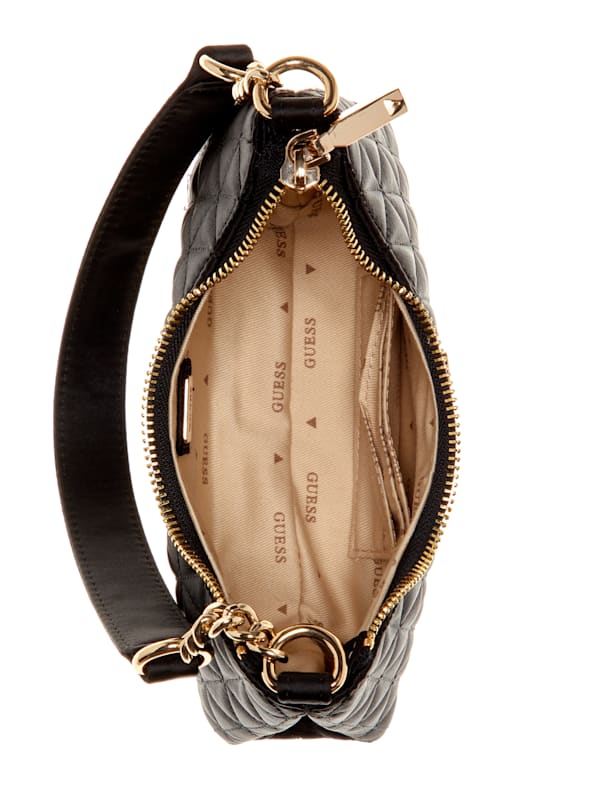 Velina Quilted Satin Mini Shoulder Bag GUESS