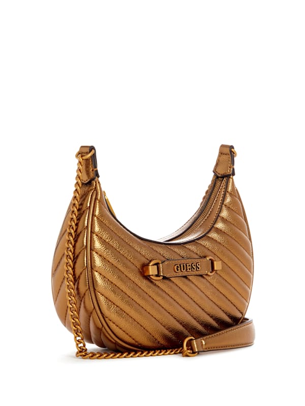 GUESS Sela Mini Crossbody Hobo Brown One Size