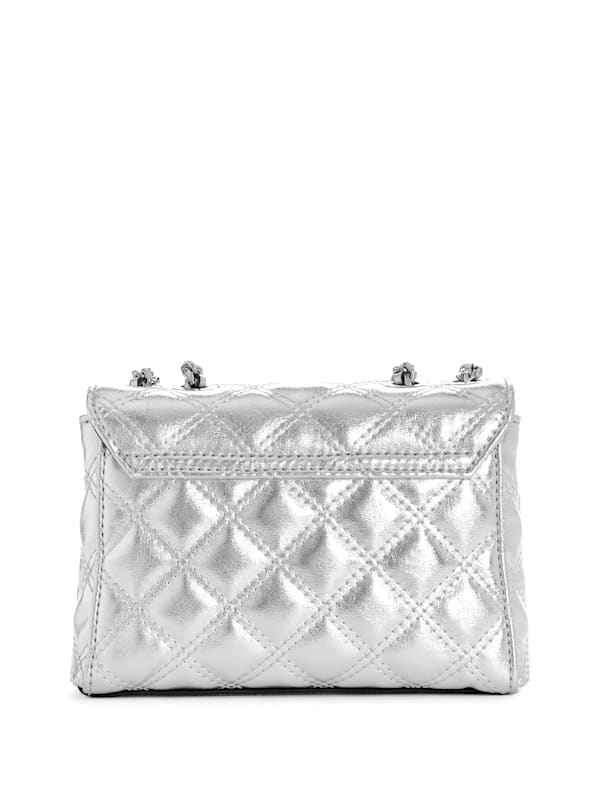 Guess Giully Quilted Mini Crossbody Silver One Size