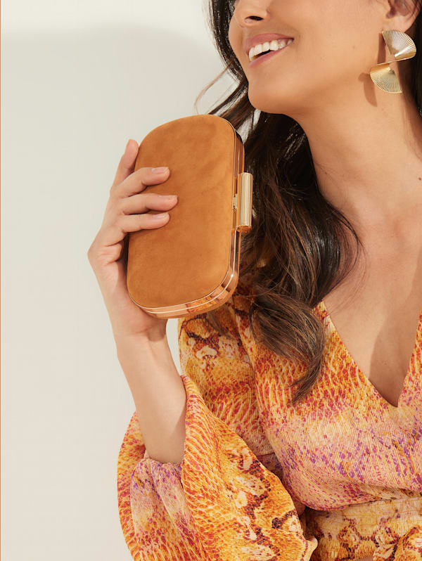 Suede Leather Clutch GUESS
