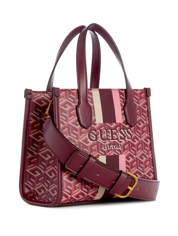 Guess Silvana Mini Woven Handbag Brown