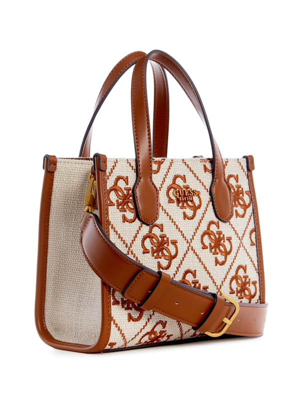 GUESS Silvana Small Tote Latte Logo/Brown One Size