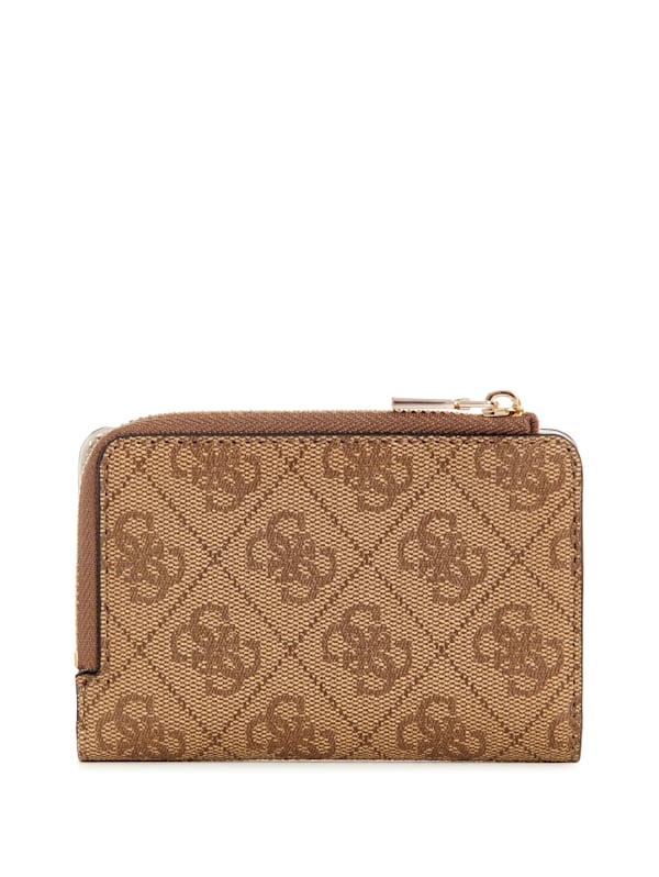 GUESS Laurel Zip around Card Case Wallet Brown One Size