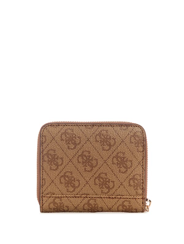 Guess Laurel Logo Small Zip-Around Wallet - Brown - One Size