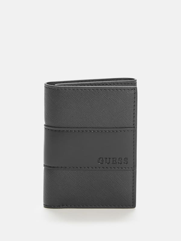 Factory Debossed Logo Trifold Wallet Black