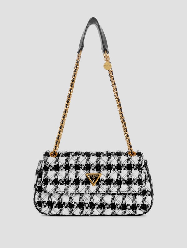 Guess Giully Tweed Convertible CrossbodyBlackOne Size