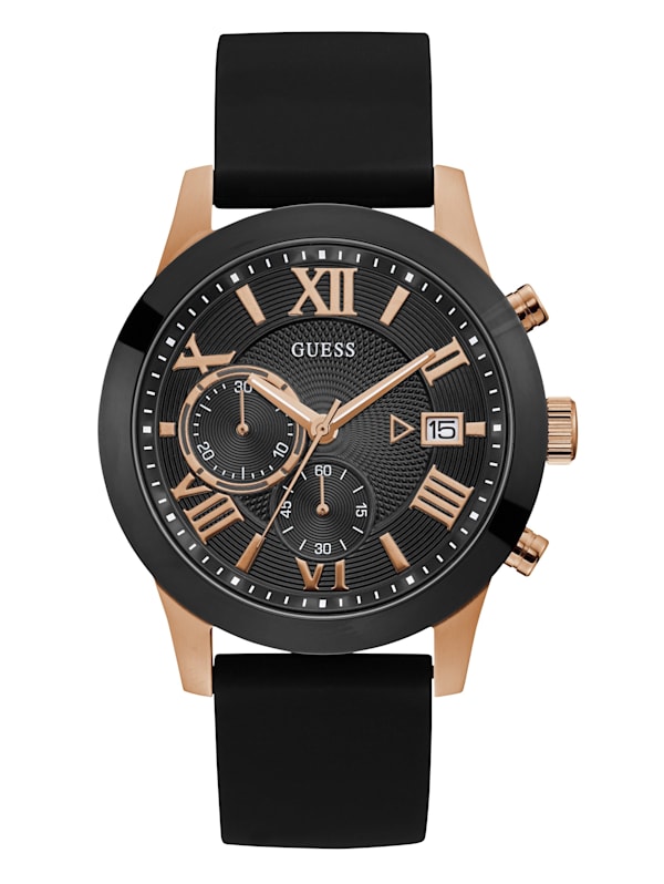 Black and Rose Gold-Tone Multifunction Watch | GUESS
