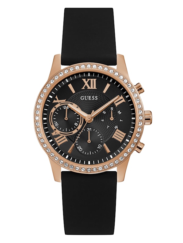 Black dial rose gold watch sales