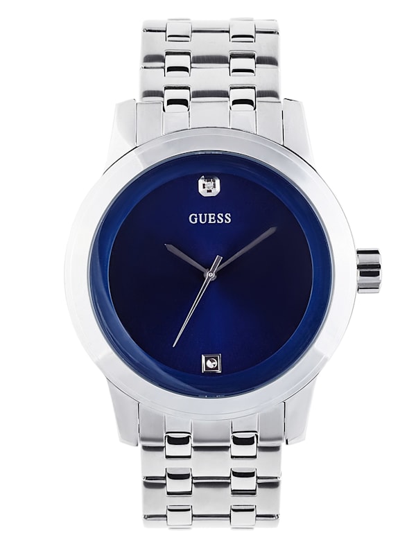 Blue and Silver Tone Diamond Dress Watch GUESS Factory Ca