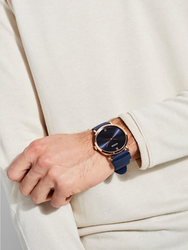 Navy and Rose Gold Tone Analog Watch GUESS