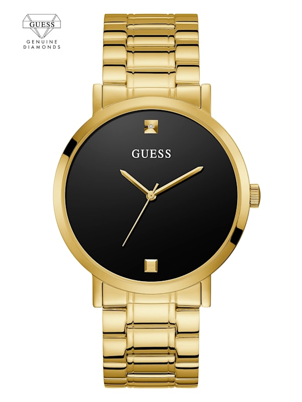 Gold Tone and Black Diamond Analog Watch GUESS