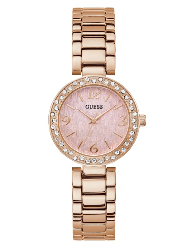 Rhinestone Rose Gold Tone Analog Watch GUESS Factory Ca