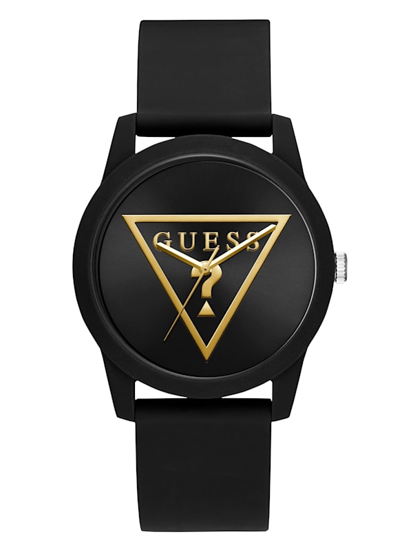 Gold Tone and Black Silicone Analog Watch