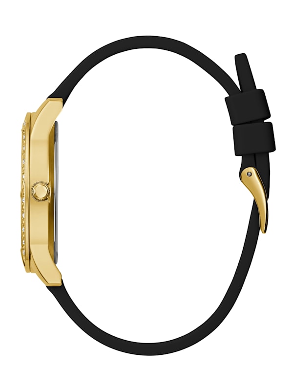 Black Glitter Logo Analog Watch