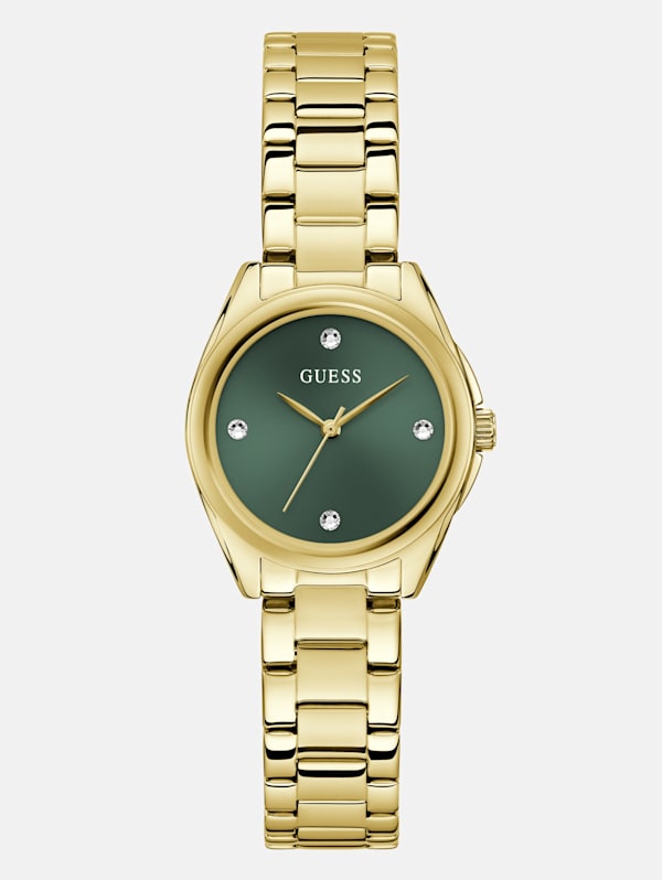 Green and Gold Tone Analog Watch GUESS Factory