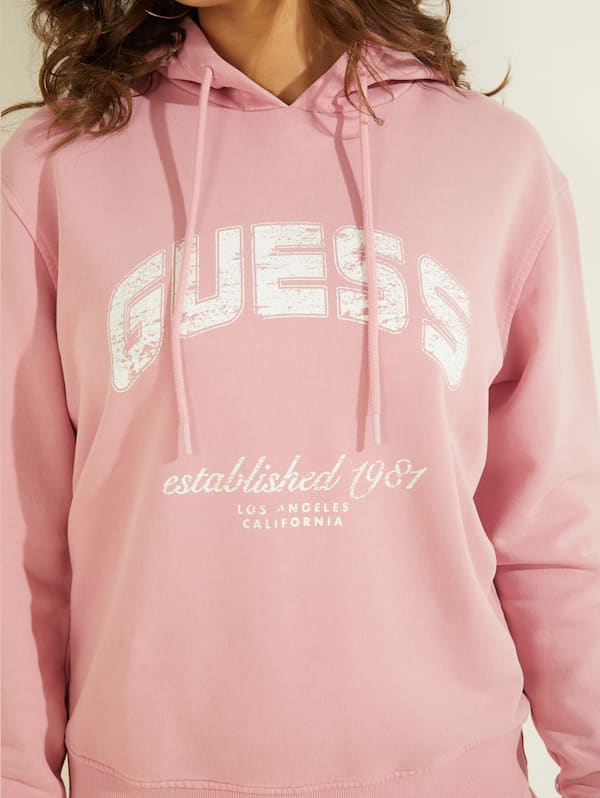 Guess HOODY ICON Pink - Free delivery  Spartoo NET ! - Clothing sweaters  Women USD/$86.40