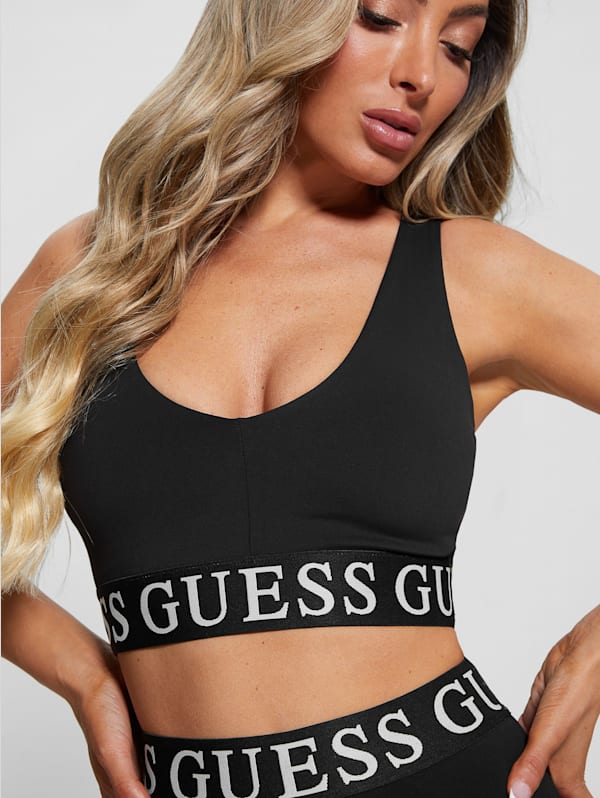 Kiran Monogram Tape Active Crop Top GUESS