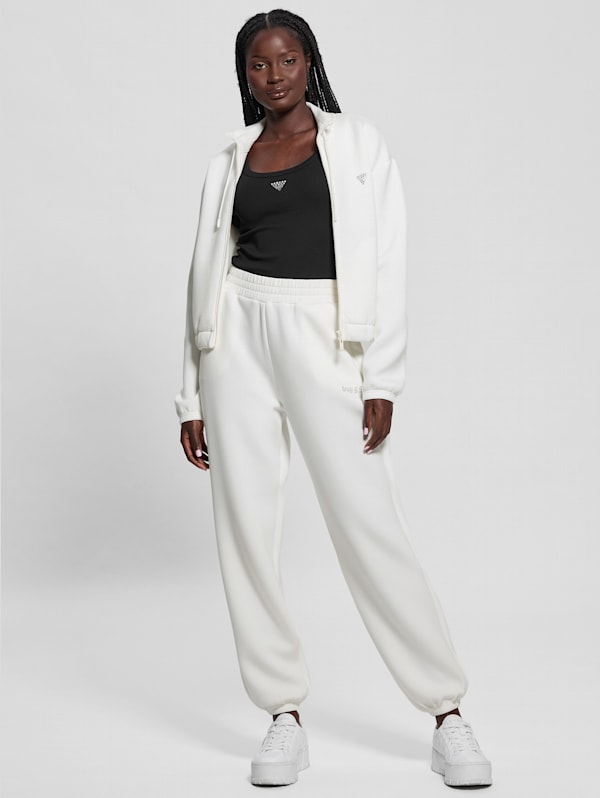 GUESS Eco Cecilia Scuba Zip up Sweatshirt White M