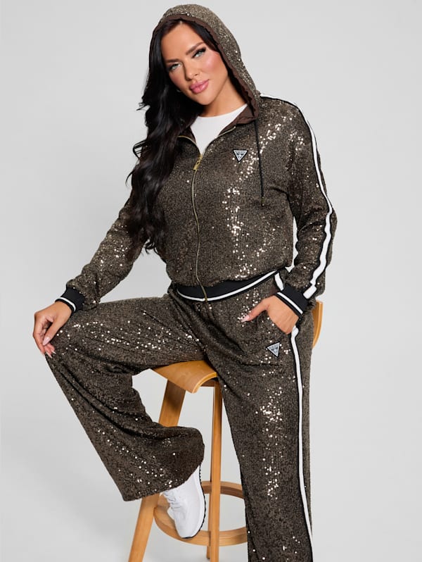 Mini Sequins Zip-Up Sweatshirt | GUESS