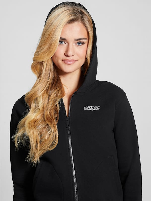 Black guess hoodie women's clearance