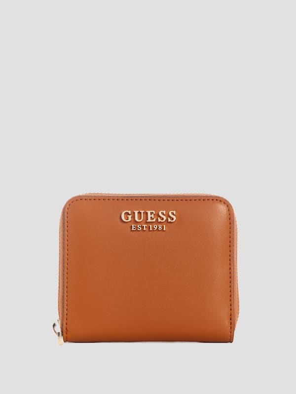 Guess Laurel Logo Small Zip-Around Wallet - Brown - One Size